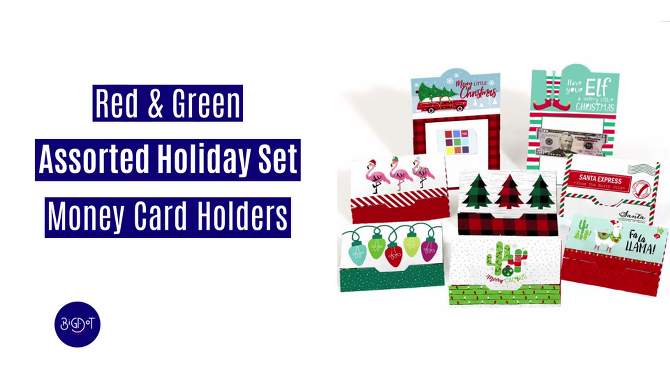 Big Dot of Happiness Red and Green Assorted Holiday Cards - Christmas Money and Gift Card Holders - Set of 8, 2 of 7, play video