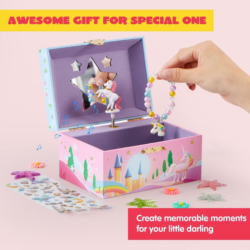 Joyin Unicorn Musical Jewelry Box Spinning Unicorn Bracelet & Stickers, Christmas Gifts for Toddler Girl, Birthday Present, 2 of 7