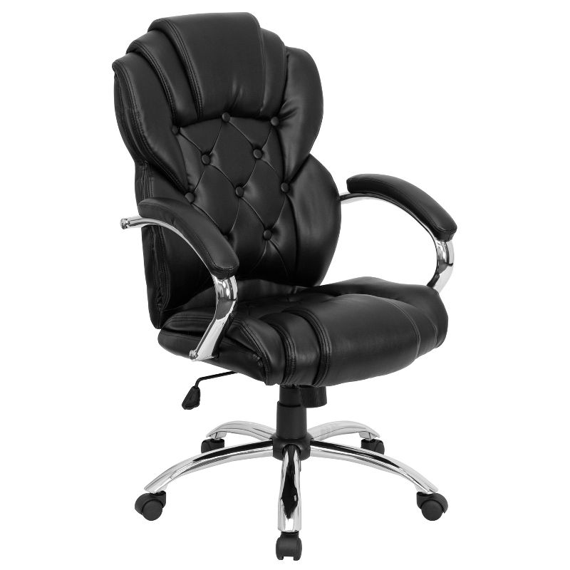 Flash Furniture High Back Transitional Style Black LeatherSoft Executive Swivel Office Chair with Arms, 1 of 8