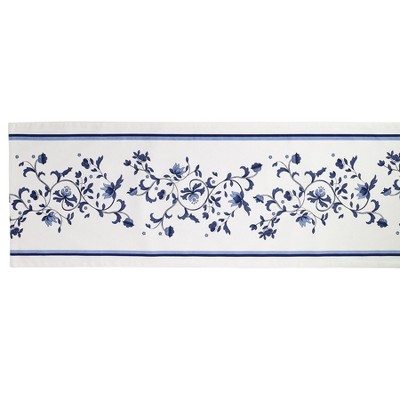 Portofino Blue Floral Cotton Polyester Table Runner