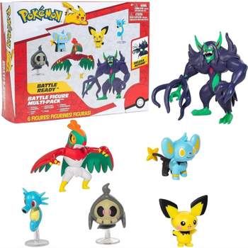 Pokémon Battle Figure 6 Pack Set with Deluxe Action Grimmsnarl- Includes Pichu, Duskull, Shinx, Hawlucha, Horsea & Grimmsnarl - Officially Licensed