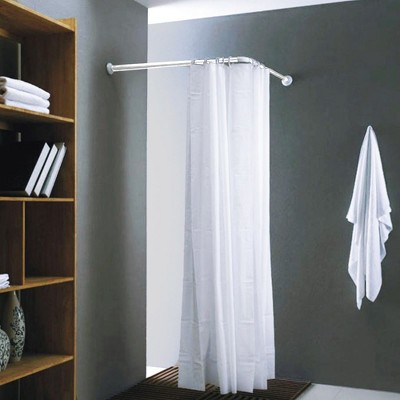 White L-Shaped Wall Mounted Corner Shower Curtain Rod