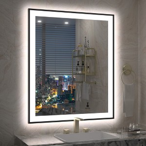 Apmir Super Bright Front & Back LED Lighted Anti-Fog Aluminum Alloy Framed Tempered Glass Bathroom/Vanity Mirror with ETL & 3-Year Warranty - 1 of 4