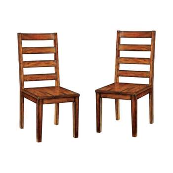 Set of 2 Taylor Rustic Slat Back Side Dining Chairs Oak - HOMES: Inside + Out