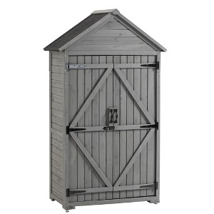 Outdoor Storage Cabinet, Garden Wood Tool Shed, Outside Wooden Shed Closet with Shelves and Latch for Yard 39.56"x 22.04"x 68.89" - 1 of 4