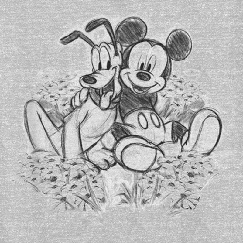 Women's Mickey & Friends Best Friends Sketch T-Shirt, 2 of 5