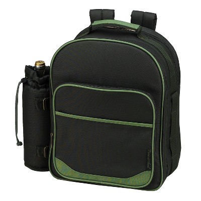 Forest Green Two Person Picnic Backpack with Cooler and Accessories