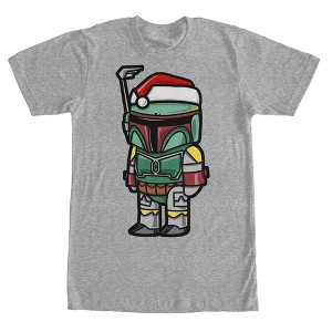 Men's Star Wars Boba Fett Santa Hat Cartoon T-Shirt - 1 of 4