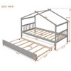 CAVINAS Twin Size Bed Frame, Wooden House Bed with Pull-Out Trundle, House-Shaped Bed for Kids, Teens, Girls, Boys - 3 of 4