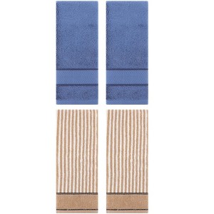 REGALWOVEN 4 Pcs Bathroom Decorative Cotton Soft Absorbent Sold Striped Hand Towel - 1 of 4
