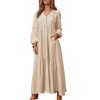 Clearlove Women's Cotton Linen Shirt Dress Long Sleeve Floral Print Button Down Maxi Dress with Pockets - 2 of 4