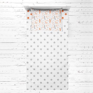 Bacati - Basketball Sports Orange Gray Muslin 3 pc Toddler Bed Sheet Set - 1 of 4