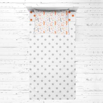 Bacati - Basketball Sports Orange Gray Muslin 3 pc Toddler Bed Sheet Set