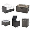 Tangkula 6 Piece Patio Sofa & Fire Table Set Outdoor Rattan Sectional Sofa Set w/ Storage Box Beige - 3 of 4
