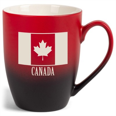 Elanze Designs Canada Canadian Flag 12 Ounce Ceramic Laser-Etched Engraved Drinkware Mug, Red and Black Ombre