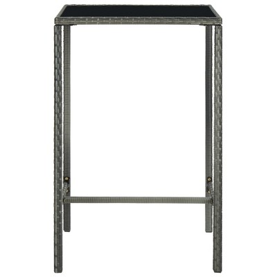 Gray 5-Piece Patio Bar Set with Cushions and Rattan