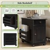 Bestier Side Table with Wheels, Modern End Table with USB Ports, Drawer, Cup Holders, Sofa Couch Table with Storage Space for Living Room, Bedroom - 3 of 4