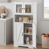 Bathroom Cabinet, Freestanding Floor Linen Storage Cabinet, Kitchen Pantry Storage Cabinet with Glass Doors & Adjustable - 3 of 4