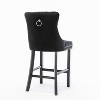 CIPACHO Contemporary Velvet Upholstered Barstools with Button Tufted Decoration and Wooden Legs, Bar Chairs,Bar stools, Set of 2 (Black) - 4 of 4