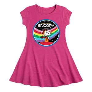 Girls' - Peanuts - Space Traveler Snoopy Fit & Flair Cap Sleeve Dress - 1 of 3