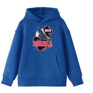 Godzilla Classic God Art Youth Boy's Royal Blue Hoodie - 1 of 2