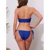 INSPIRE CHIC Women's O Ring Ruched Bandeau Ribbed Bikini Sets, Tie Front Top Triangle Bottom Swimwear Bathing Suits 1 Set - 3 of 4