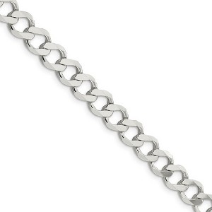 Black Bow Jewelry Mens 8mm Sterling Silver Hollow Flat Open Curb Chain Necklace - 1 of 4