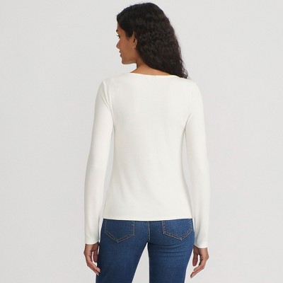 Lands' End Women's Long Sleeve Rib Square Neck Tee