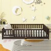Whisen Twin Bed & Rubber Wood Floor Bed with Fence without Door, Multi - Functional Floor Bed for Kids' Sleep & Play - 2 of 4