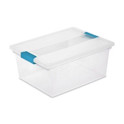 Homz Heavy Duty Modular Clear Plastic Stackable Storage Tote Containers ...