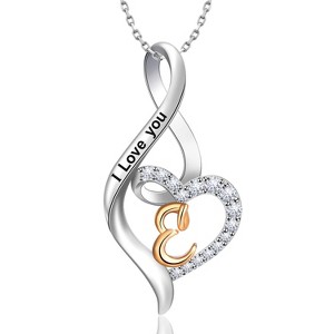 Molenia Heart Initial Necklace for Women, 925 Sterling Silver Heart Letter Pendant Necklace for Her, Fine Jewelry Necklace Gifts for Her Wife Women - 1 of 4
