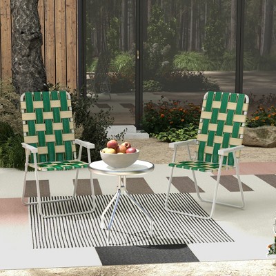 ALEXOUN Set of 2 Classic Outdoor Portable Folding Camping Chairs,Patio Folding Chairs with Armrests,for Camping,Garden,Beach,Backyard
