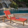 Christopher Knight Home Perla Outdoor Acacia Wood Armless Adjustable Chaise Lounge with Water Resistant Cushion - 2 of 4