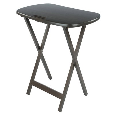 Oyster Gray 5-Piece Contemporary Wood Snack Table Set with Storage Stand