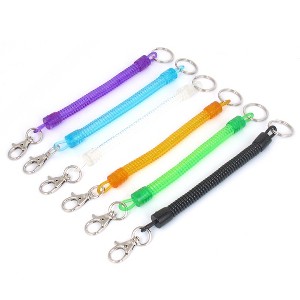 Unique Bargains Plastic Stretchy Sprial Coil Cord Keychain Strap Key Holder Bag Hook Lot 21cm Length 6pcs Multic Color Clear - 1 of 3