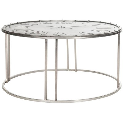 Roman Clock Cocktail Table - Dark Antique Silver - Safavieh