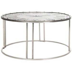 Roman Clock Cocktail Table - Dark Antique Silver - Safavieh - 1 of 3