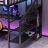 TIRAMISUBEST Queen Size Loft Bed with Open Wardrobe and LED Light, Kids Metal Bed Frame with Charge Station on L-Shaped Desk - 4 of 4