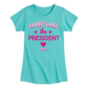 Girls' - Barbie - Barbie Land Palm Trees Fitted Short Sleeve Graphic T-Shirt - 1 of 4