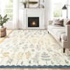Solid Washable Rug Ultra Soft Colorful Floral Rug for Living Room Low Pile Foldable Thin Non Slip Carpet - 3 of 4