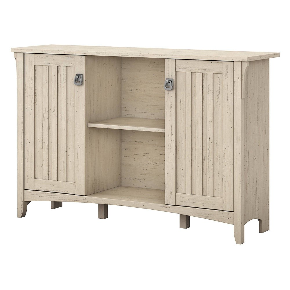 Photos - Wardrobe Bush Furniture Salinas Accent Storage Cabinet with Doors Antique White: Farmhouse Style, MDF Construction, 4 Shelves