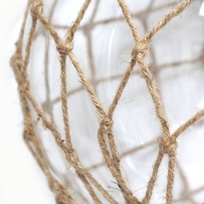 Clear Glass Nautical Rope Table Lamp with Burlap Shade