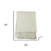 HomeRoots 50" X 67" Cream And Sand Cotton Blend Woven Plaid Throw Blanket with Fringe - 3 of 4