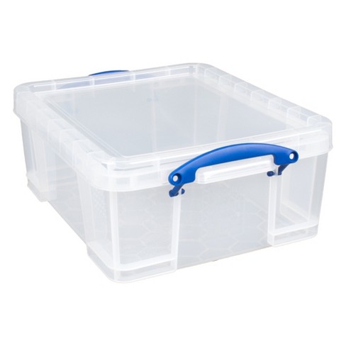 Really Useful Box 17 Liter Plastic Stackable Storage Container With Snap  Lid & Built-in Clip Lock Handles For Home Or Office Organization, Clear :  Target