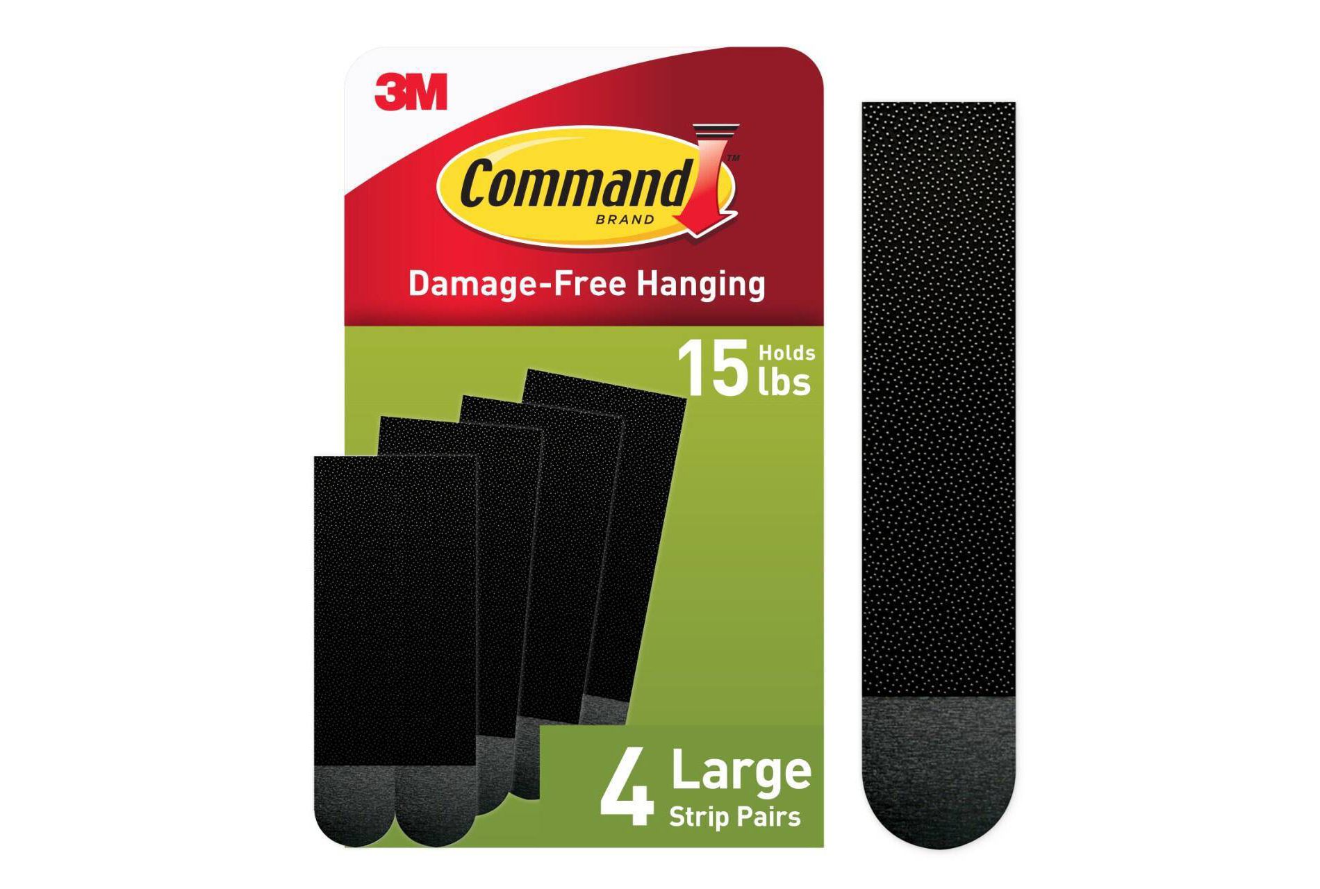 Command Large Picture Hanging Strips Black: Heavy Duty Adhesive, 3.649" Length, 0.751" Width, Plastic