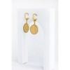 Slickblue Women's Drop Earrings, Solid Wood Disc with Plated Detail, Chic Look, C Hoop Closure, 2", Color Option - 2 of 3