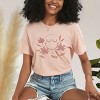 S.W.Smiley Pink Flowers Outline - Women's Short Sleeve Graphic T-Shirt - 3 of 4