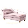 Modern Velvet Chaise Lounge Chair with Storage,Upholstered Recliner with Gold Metal Legs and Pillow for Bedroom or Living Room-The Pop Home - 4 of 4