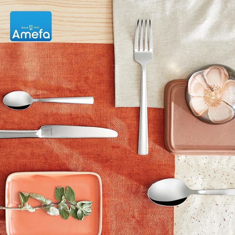 Amefa Moderno 20-Piece 18/10 Stainless Steel Flatware Set, High Gloss Mirror Finish, Silverware Set Service for 4, Rust Resistant Cutlery, 3 of 8