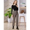 Allegra K Women's Plaid Tartan High Waisted Button Casual Pants - 3 of 4